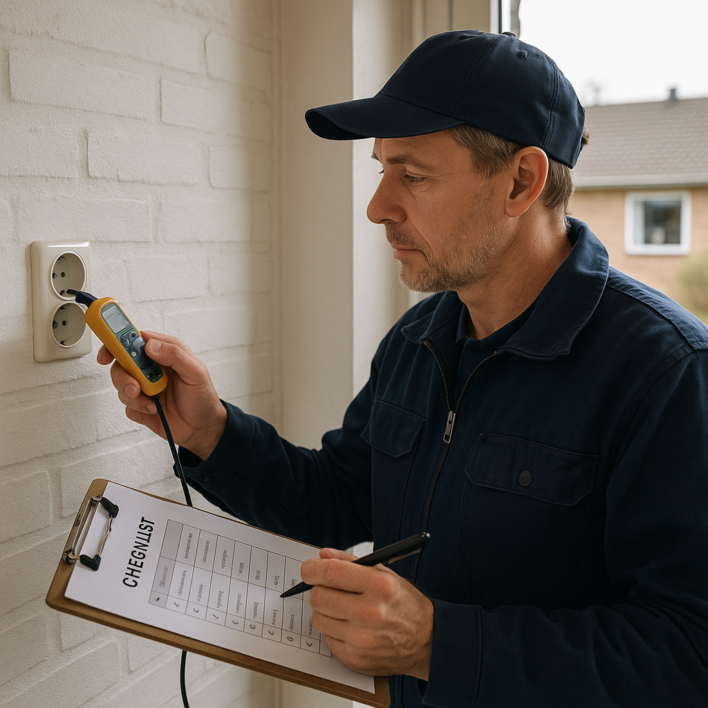 Elektrikere ved bolig klar til installation af ladestander