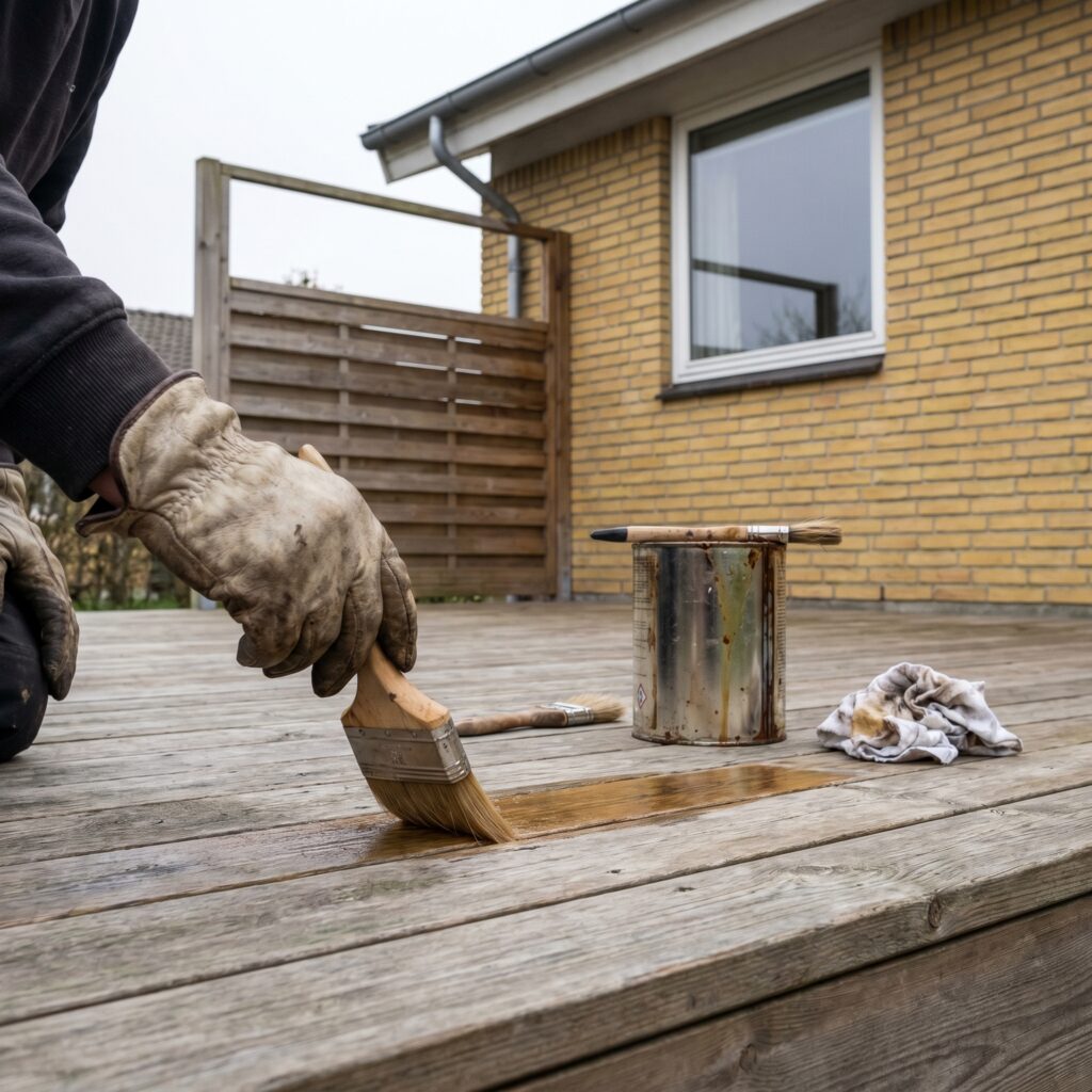overlap-maling-trae, paint_wood, detail, mixed, maling,træ,facade,træværk,overfladebehandling,lak,olie,terrasse,beklædning, Detalje af lak eller olie der påføres træoverflade med naturlig struktur., ved en terrasse eller havefacade., dansk bolig, håndværk, renovering, vedligeholdelse, pris, tilbud, paint_wood, detail, mixed, maling,træ,facade,træværk,overfladebehandling,lak,olie,terrasse,beklædning