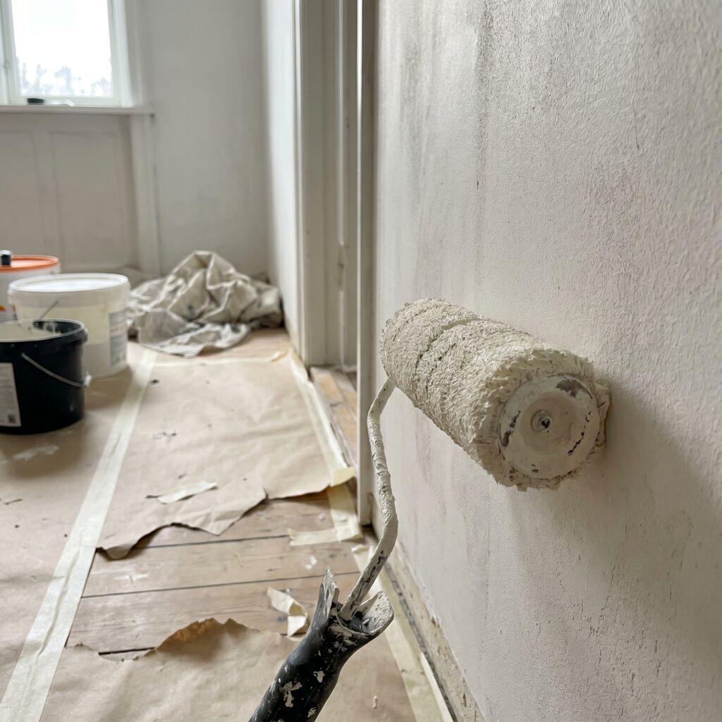 Indvendig maling af væg i dansk bolig