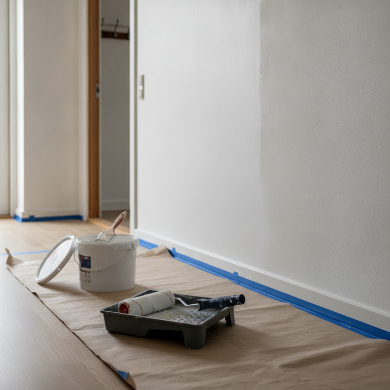 maler, vægmaling, billig maling, dækkeevne, flere lag, rullespor, indendørs, entré, gang, parcelhus, dansk hjem, væg, malerrulle, malerbakke, afdækning, masking tape, renovering, vedligeholdelse, gør det selv, professionel, maling valg, pris, tilbud, hus, bolig, håndværker
