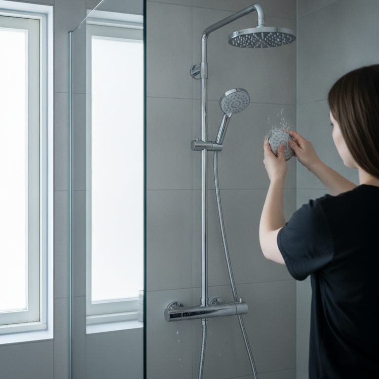 vvs, brusesæt, termostatarmatur, blandingsbatteri, brusehoved, håndbruser, brusestang, bruseslange, afkalkning, kalk, hårdt vand, vedligeholdelse, montering, indendørs, badeværelse, bruseniche, fliser, glasvæg, krom, dansk hjem, parcelhus, renovering, pris, tilbud, hus, bolig, håndværker