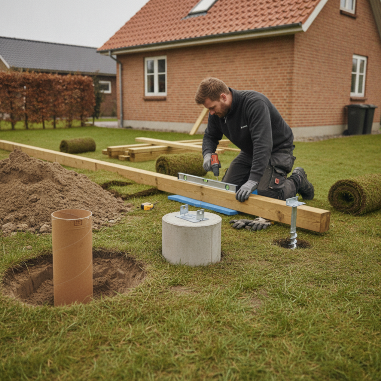Fundament til terrasse: punktfundament, stolpesko, skruefundament og opbygning