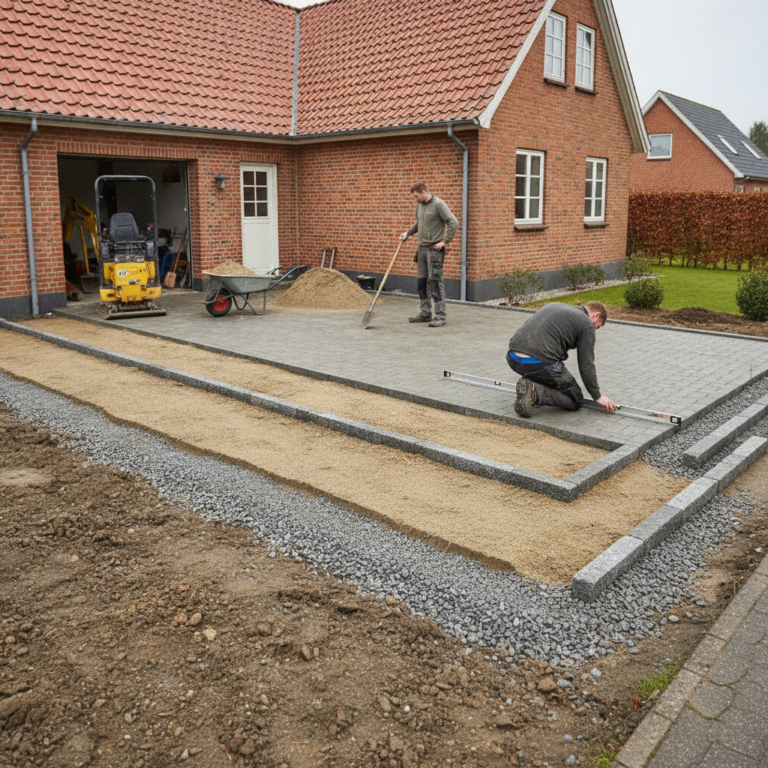 Indkørsel: sådan planlægger du belægning, bærelag og dræn før du henter tilbud