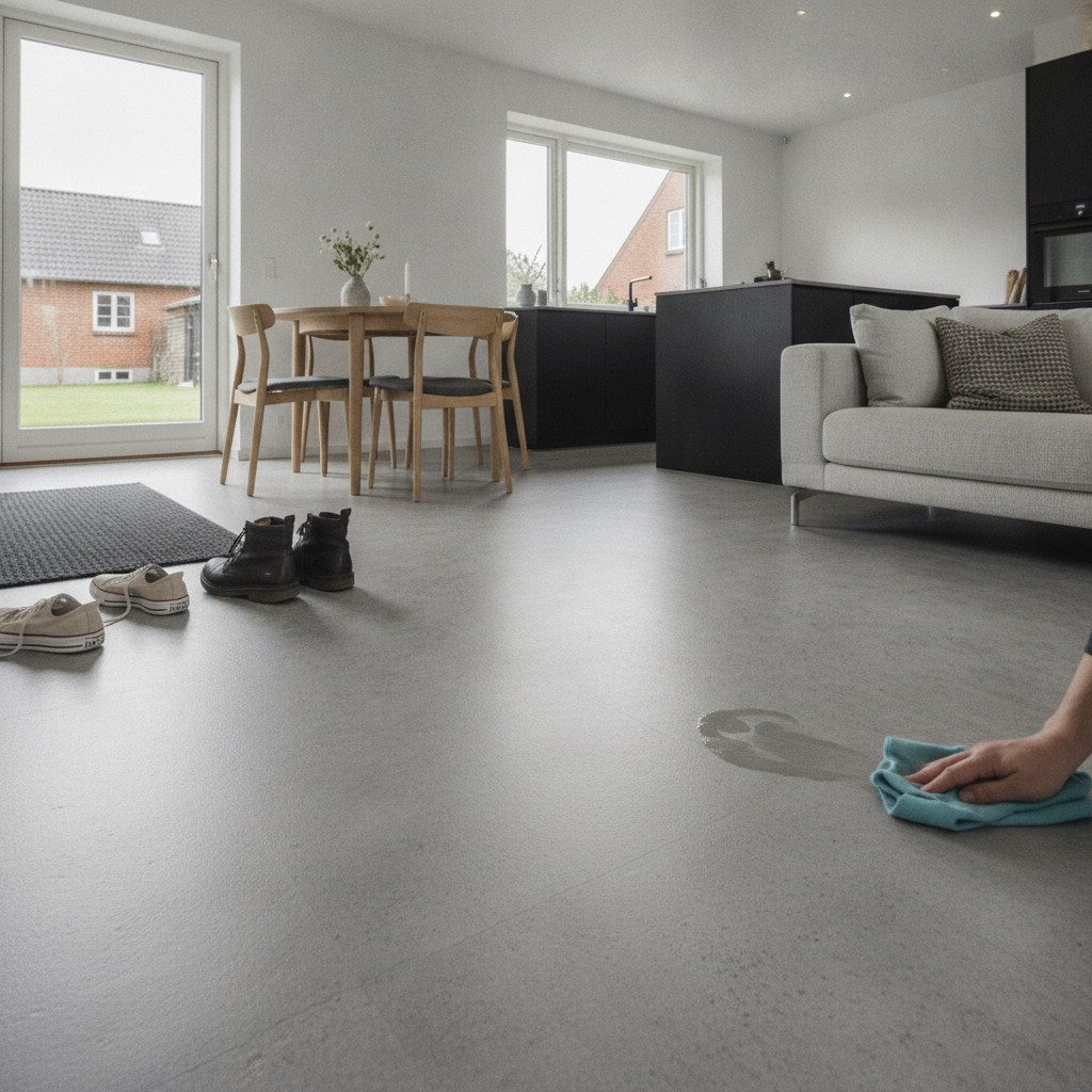 Laminatgulv i beton-look: fordele/ulemper, slidklasser og alternativer