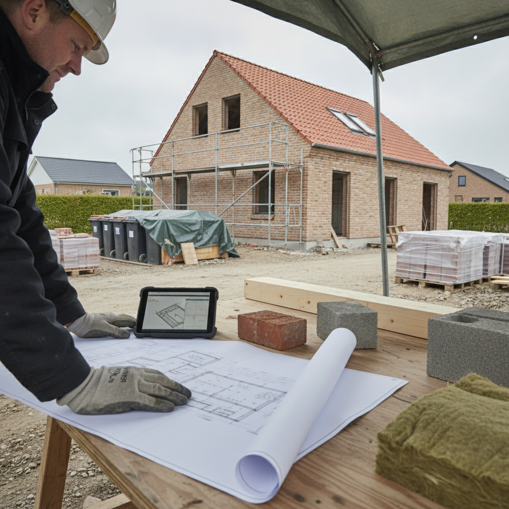 byggerådgiver, entreprenør, lca-beregning, livscyklusvurdering, klimakrav, dokumentation, nybyggeri, udendørs, byggeplads, parcelhus, dansk byggeri, mursten, tagsten, træ, isolering, materialevalg, projektering, byggeproces, bæredygtigt byggeri, myndighedskrav, kvalitetssikring, hus, bolig, håndværker, pris, tilbud