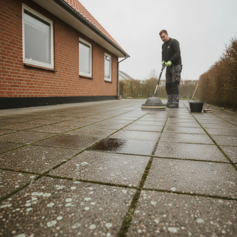 Rensning af fliser: alger, flisepest og oliepletter – metoder og hvad du skal undgå
