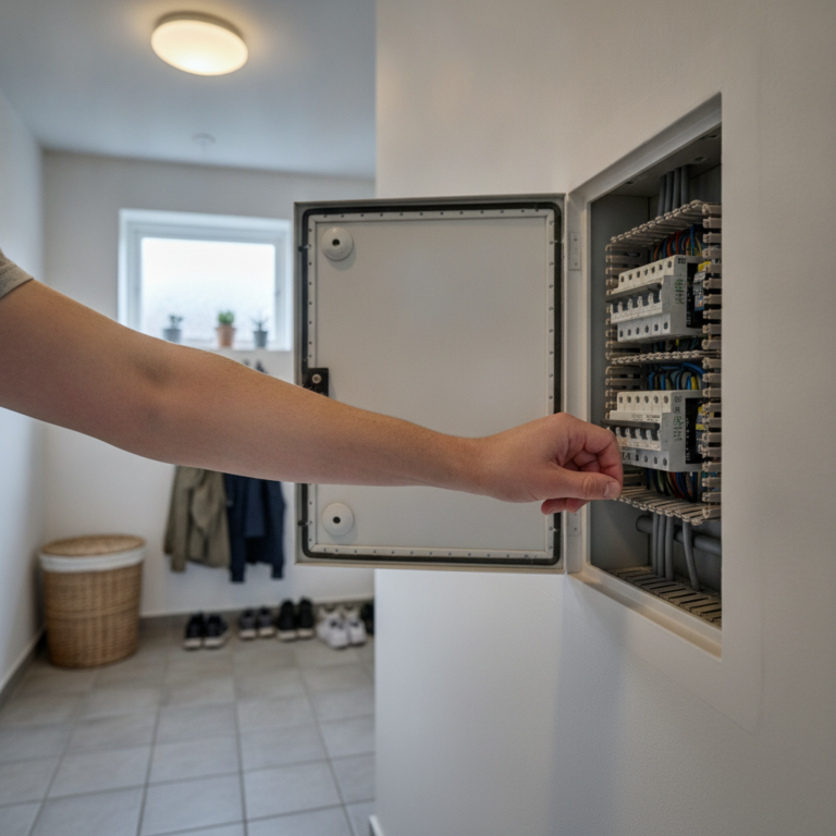 elektriker, sikring springer, automatsikring, hpfI-relæ, eltavle, fejlsøgning, el-sikkerhed, strømudfald, udendørs lys, indendørs, bryggers, parcelhus, elinstallation, gruppe, overbelastning, kortslutning, jordfejl, afbryder, vedligeholdelse, professionel, dansk hjem, hus, bolig, håndværker