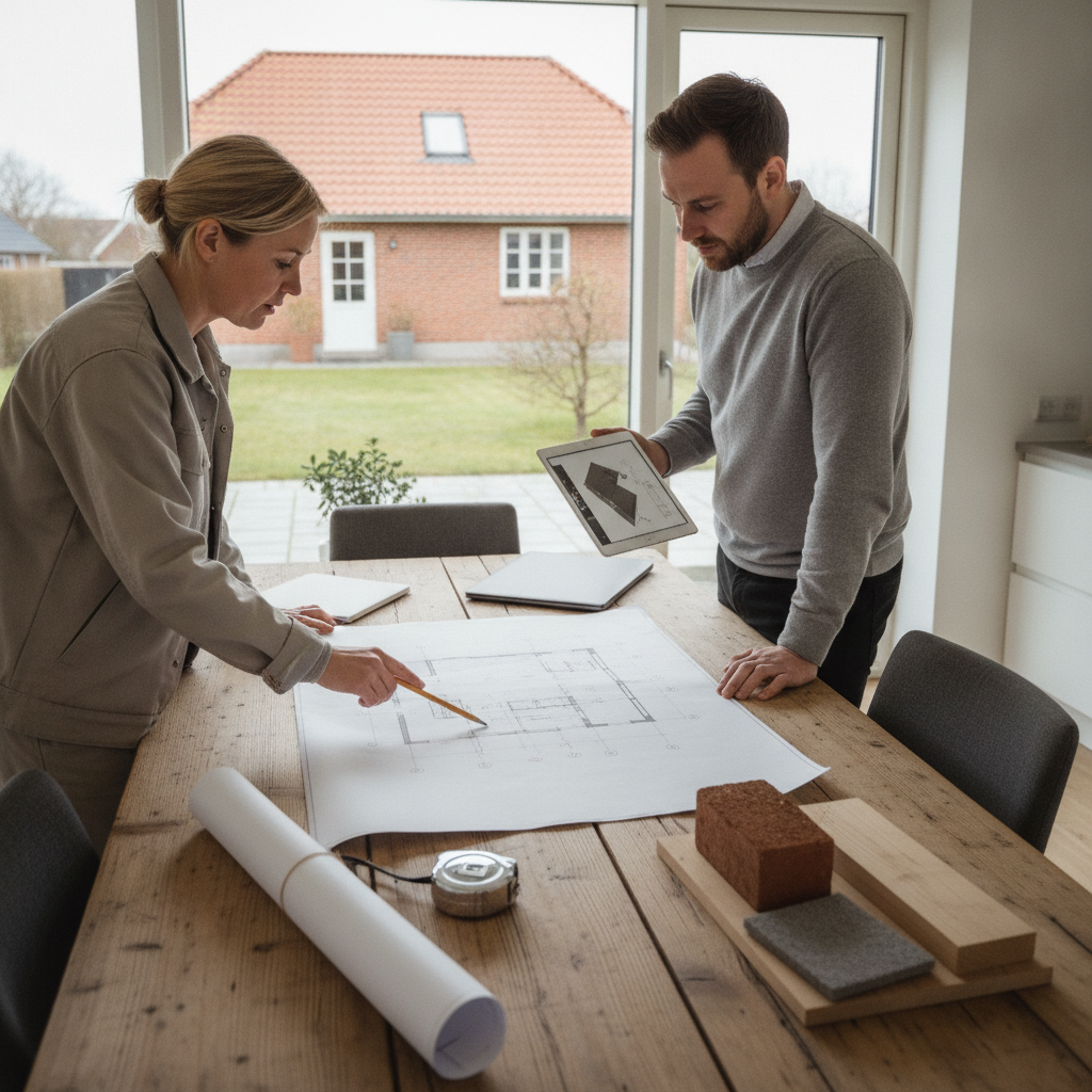arkitekt, tegnestue, projektering, renovering, tilbygning, skitseforslag, myndighedsprojekt, udbudsmateriale, arbejdstegninger, rådgivning, indendørs, parcelhus, køkkenalrum, plantegning, byggetegninger, materialer, prøver, planlægning, professionel, dansk bolig, byggeri, byggetilladelse, hus, bolig, håndværker