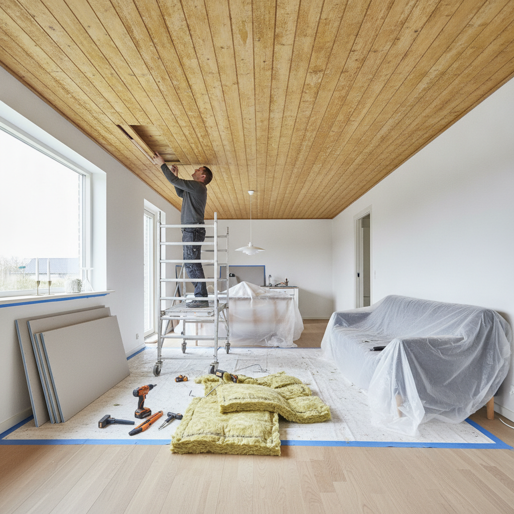 Træloft: muligheder ved renovering, akustik, brandsikkerhed og priser i grove træk
