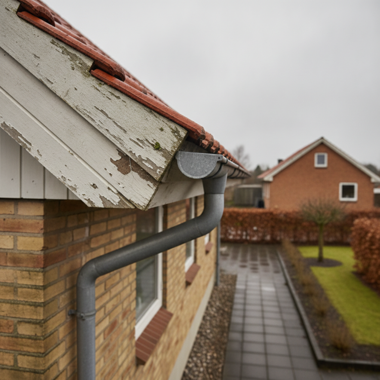 Udhæng på hus: Funktion, materialer, vedligehold og tegn på skader (råd/fugt)