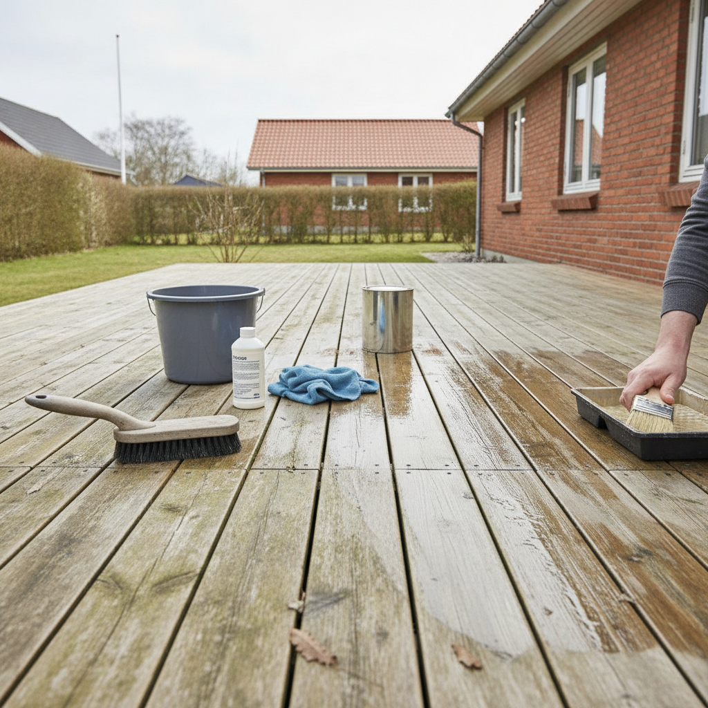 Vedligeholdelse af terrasse: rens, olie, alger og årlig tjekliste