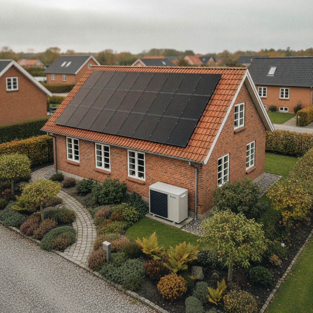 Solceller på dansk parcelhus
